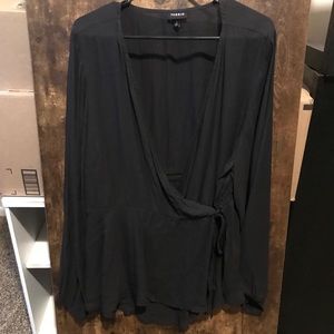 Torrid Black Loose Faux Wrap Top Sized 2